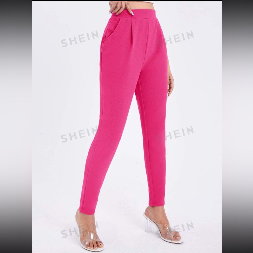 SHEIN Essnce Solid Slant Skinny Pants // Size: S (4) // Color: Hot Pink